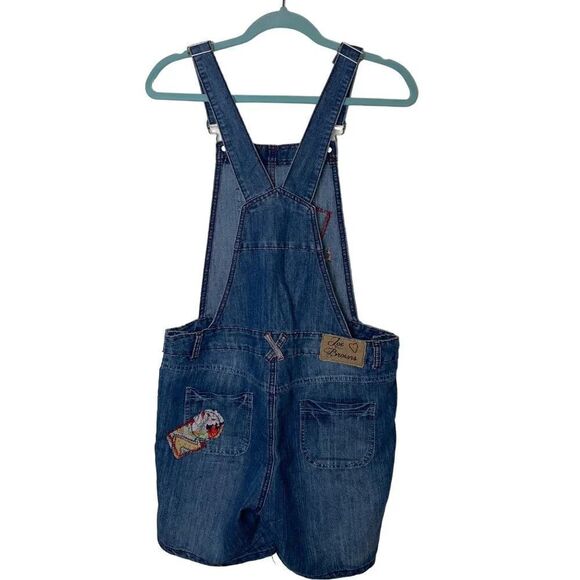 Joe Browns Womens Applique Jean Short Overalls Size 10 Blue Denim Patchwork - Picture 2 of 13